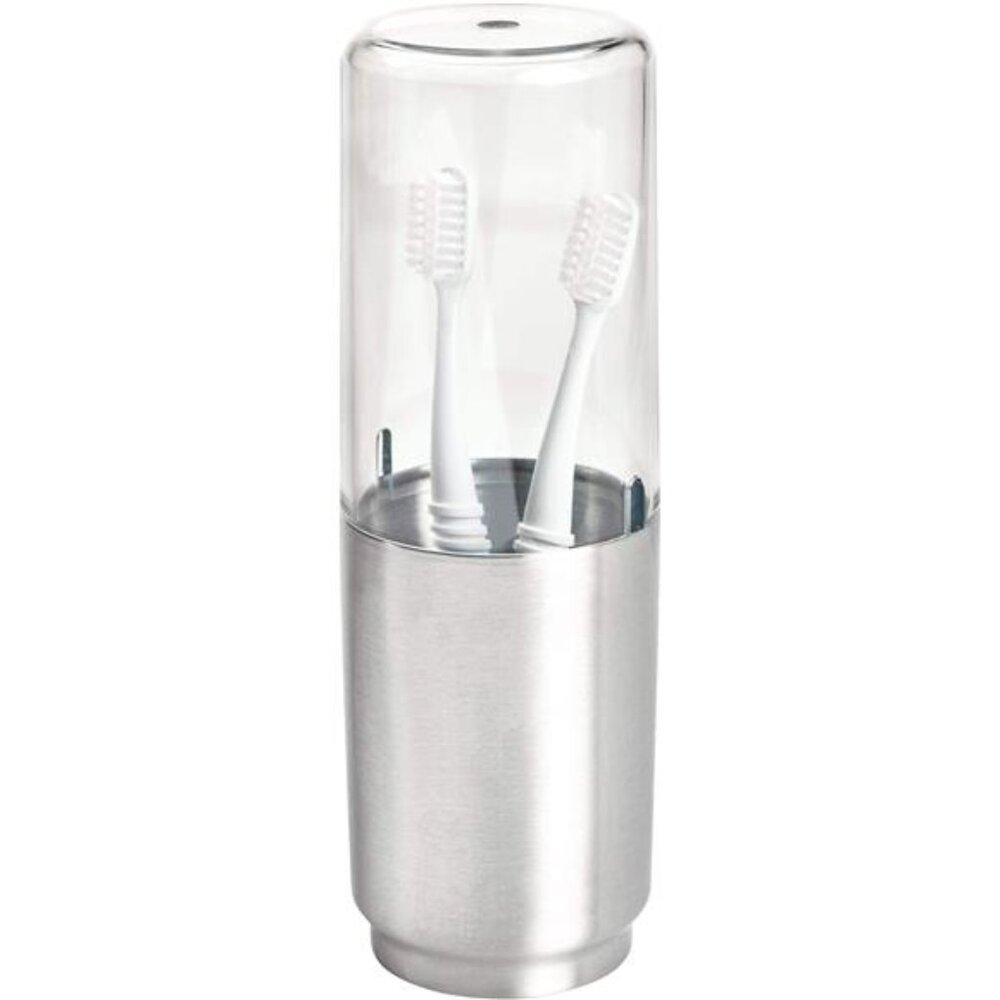 Toothbrush Holder Stand Bathroom Counter Metal Covered Organizer for Toothpaste